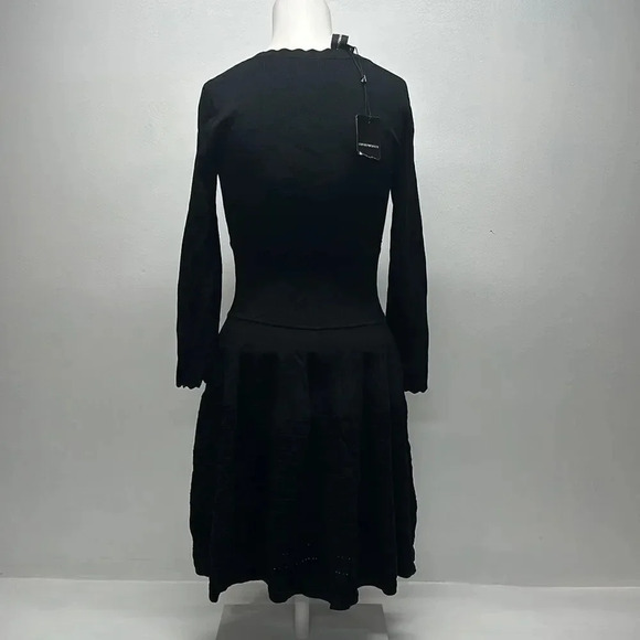 Emporio Armani Sweater Dress Mini Knit Long Sleeve Stretch Black New Size 40 XS - Picture 6 of 11